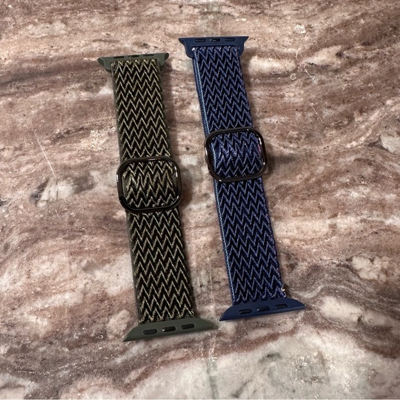 (2) Apple Watch Sport Loop Wristband Rhombus Weave & Buckle Blue & Green - Picture 2 of 11